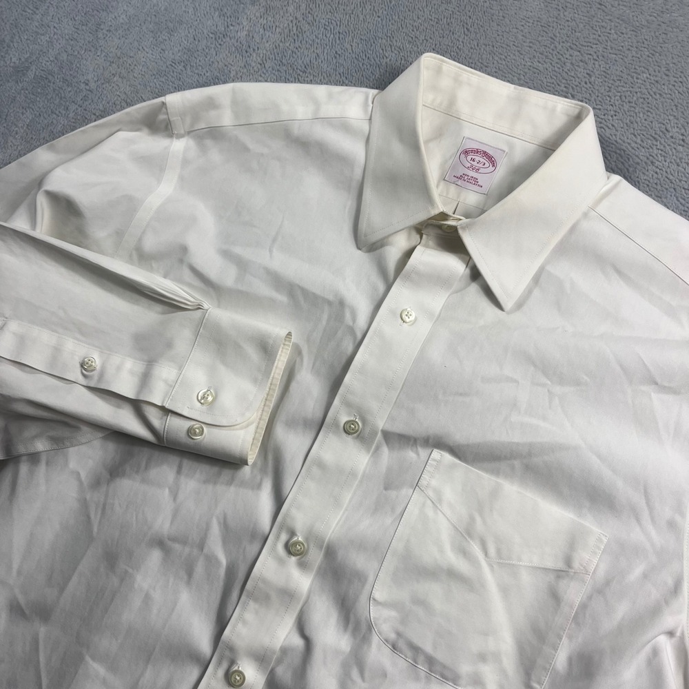 Brooks Brothers 346 Mens White Non-Iron Cotton Dress Shirt 16-2/3 Long Sleeve